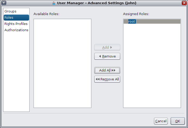 image:이 그림에서는 사용자의 고급 보안 속성을 관리할 수 있는 Advanced Settings(고급 설정) 대화 상자를 보여줍니다.