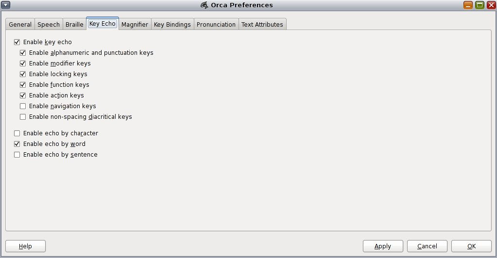 image:Figura exibindo as preferências de eco de tecla do Orca.