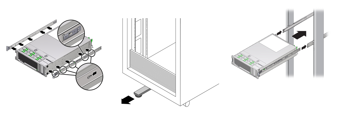 image:An illustration showing server rack installation.