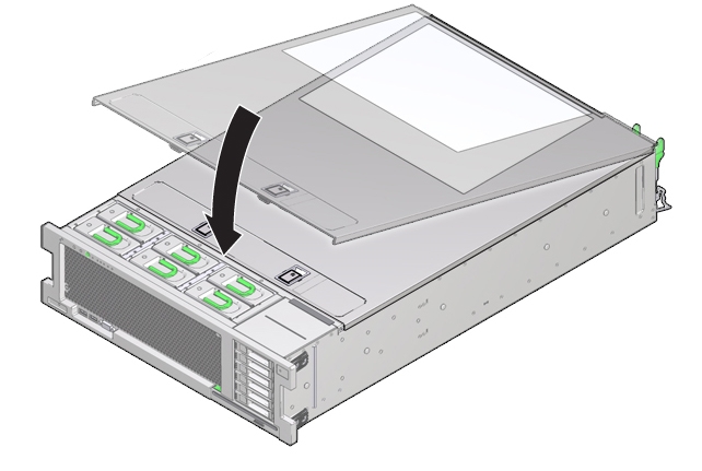 image:An illustration showing the server top cover being installed.