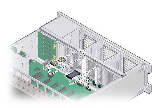 image:An illustration showing fan board power and data cables.