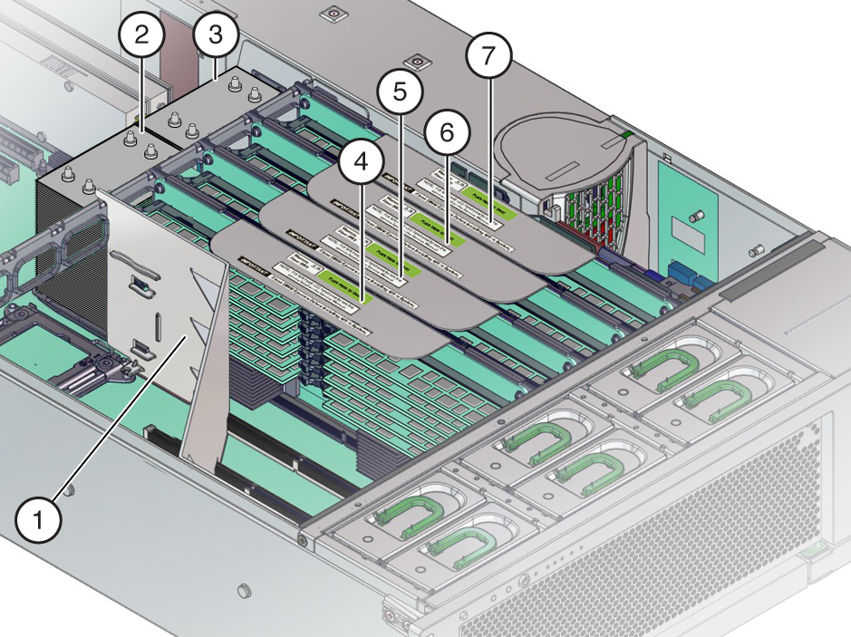 image:An illustration showing the inside of a server with a minimum CPU configuration
