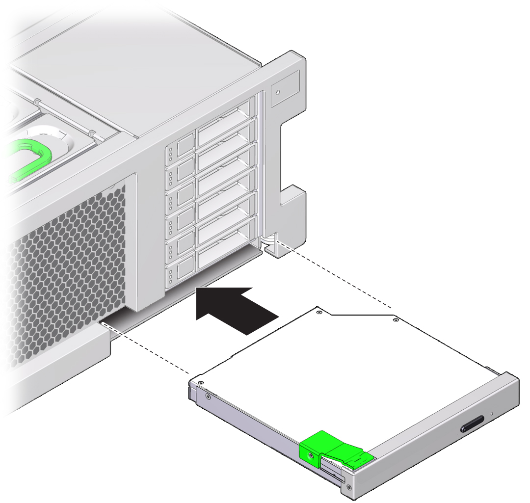 image:An illustration showing how to install a DVD drive.