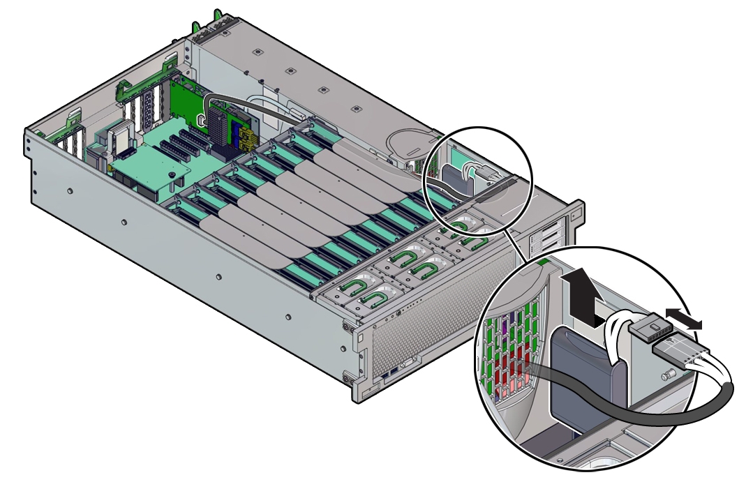 image:An illustration showing the uncabling and removal of the ESM from the system.
