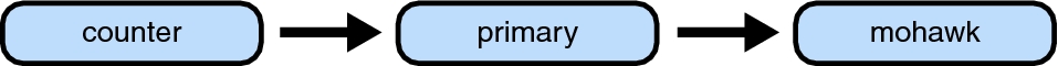 image:图中显示了域依赖关系链，其中 mohawk 依赖于 primary，而 primary 又依赖于 counter。