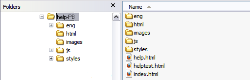 Global level of the PeopleSoft Online Help folder structure