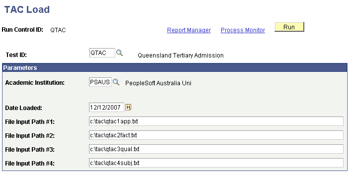 TAC Load page