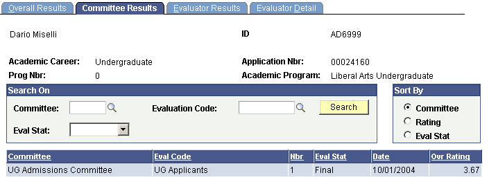 Committee Results page