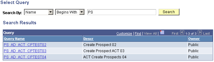 Select Query page