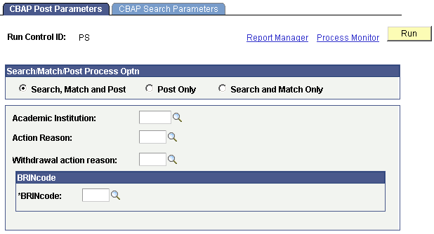 CBAP Post Parameters page
