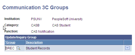 Communication 3C Groups page for CASB