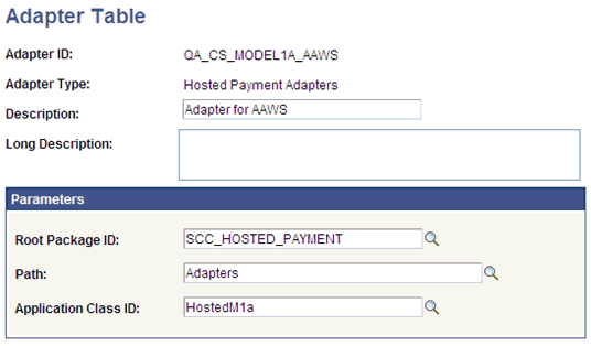 Hosted Payment Adapter Setup page