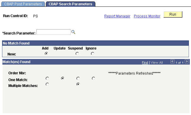 CBAP Search Parameters page