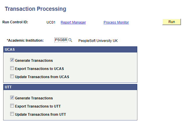 Transaction Processing page