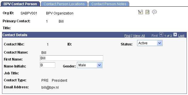 BPV Contact Person page