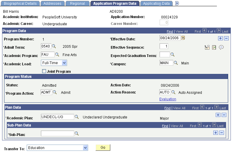 Example Application Program Data page (2 of 2)