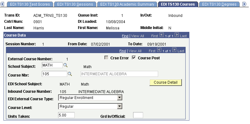 EDI TS130 Courses page