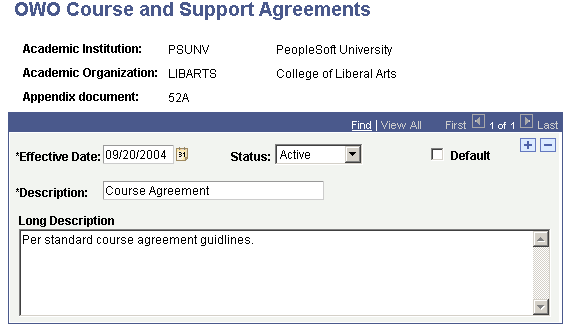 OWO Course and Support Agreements page