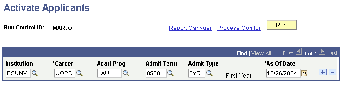 Activate Applicants page