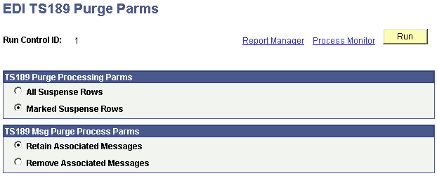 EDI TS189 Purge Parms page