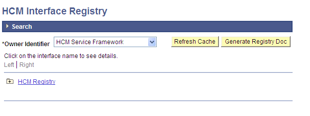 HCM Interface Registry page