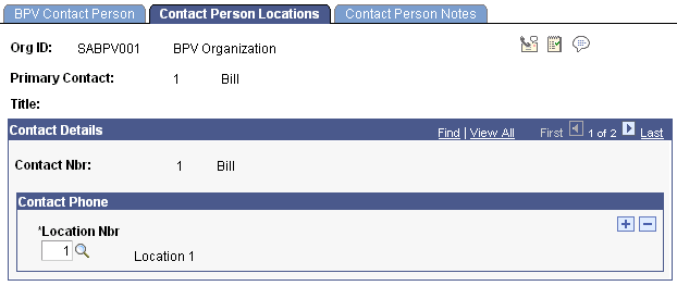 Contact Person Locations page