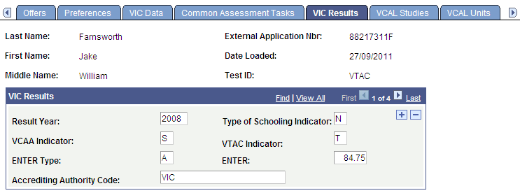 VIC Results page