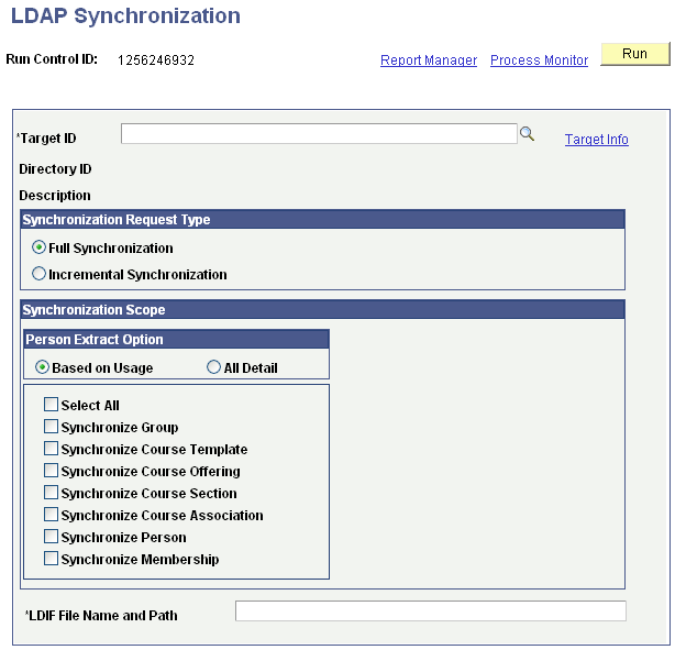LDAP Synchronization page