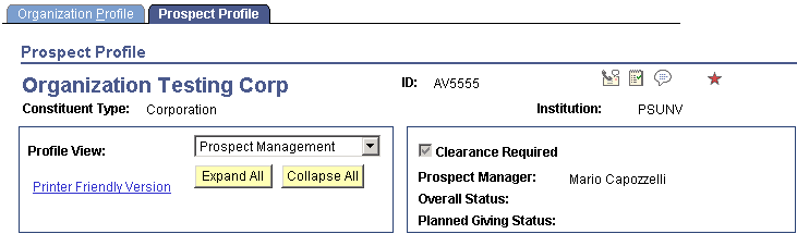 Prospect Profile page (1 of 3)