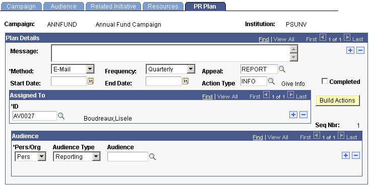 PR Plan page