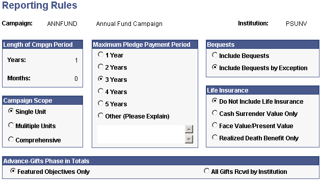 Reporting Rules page