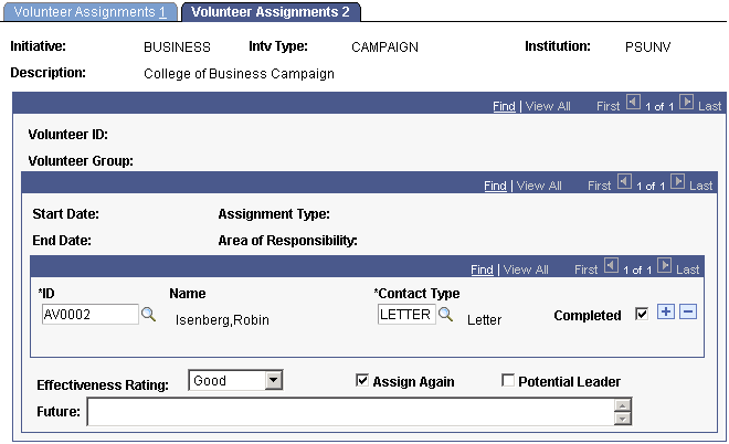 Volunteer Assignments 2 page