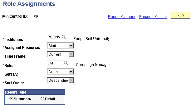 Role Assignments page