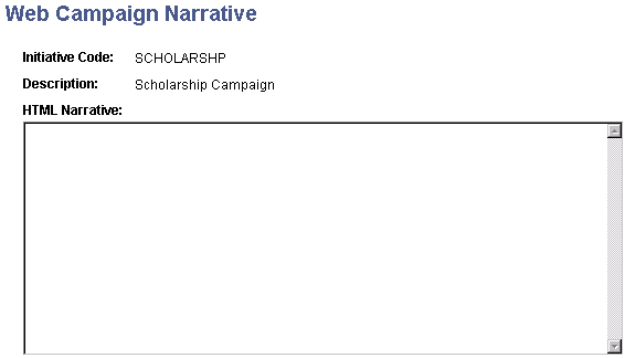 Web Campaign Narrative page