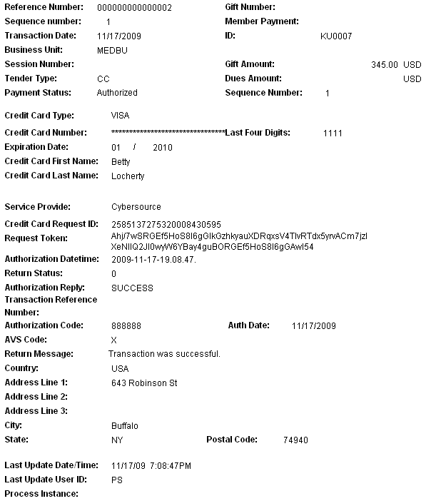 Example of AV_EP_TRANS_SP page for a transaction