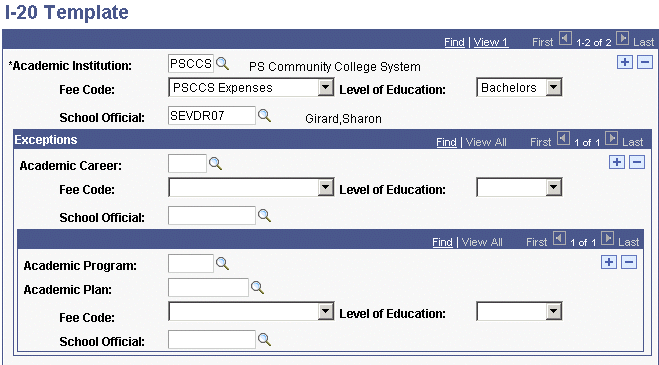 I-20 (Certificate of Eligibility for Non-immigrant Student Status) Template page (1 of 2)