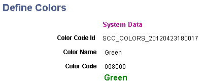 Define Colors page