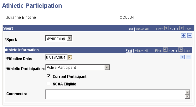 Athletic Participation page