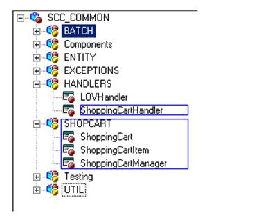 Shopping cart APIs in the SCC_COMMON application package