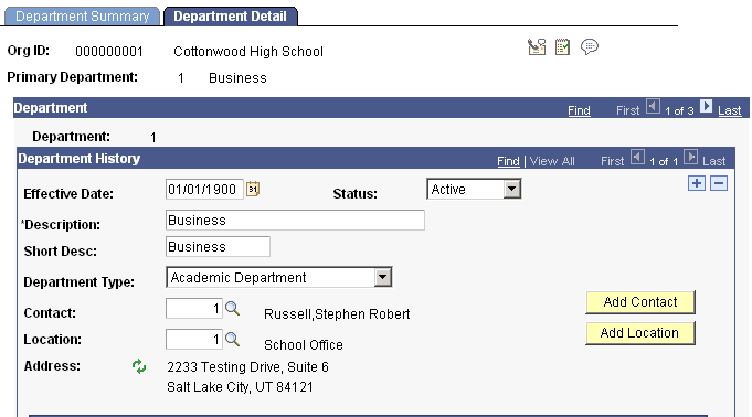 Department Detail page (1 of 2)