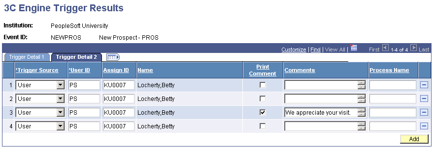 3C Engine Trigger Results page - Trigger Detail 2 tab