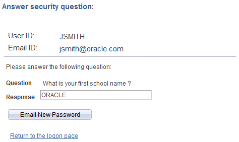 Answer security question page