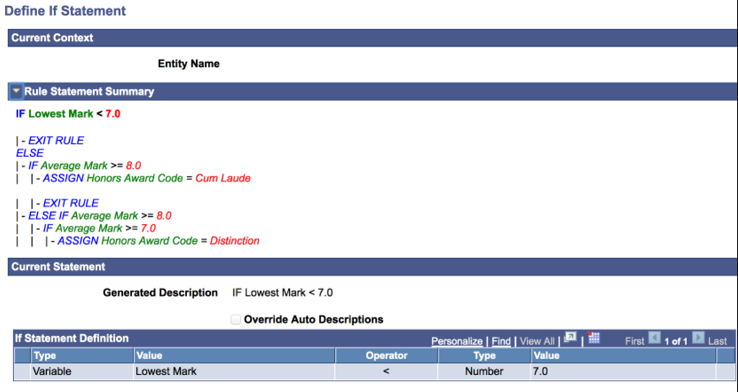 Using Statements for Evaluation and Calculation in a Rule