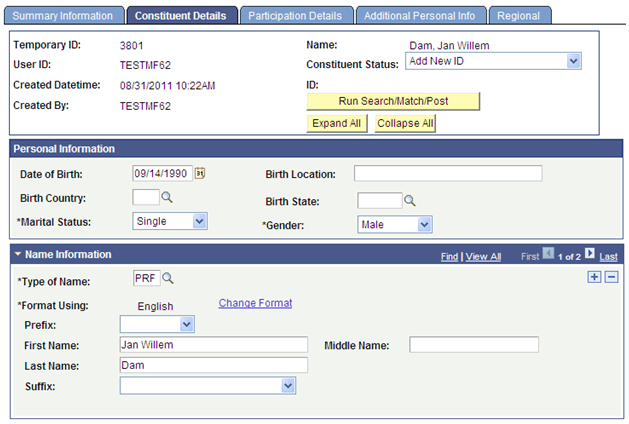 Constituent Details page (1 of 2)