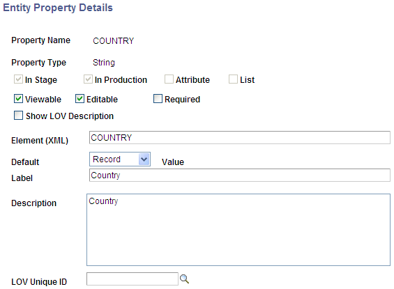 Entity Property Details page