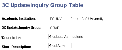 3C Update/Inquiry Group Table page