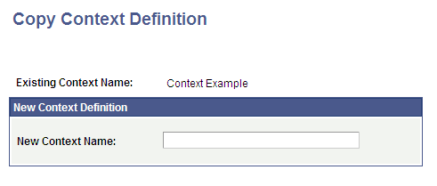 Copy Context Definition page