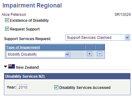 Impairment Regional page