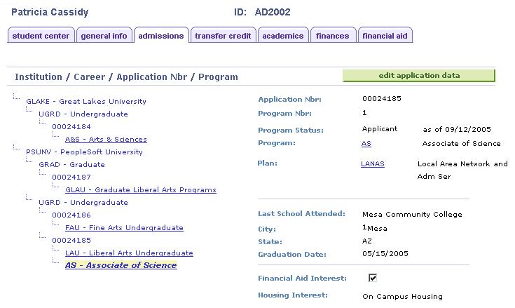 Admissions page (1 of 3)