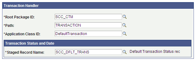 Example of Transaction Handler section on Transaction Setup page